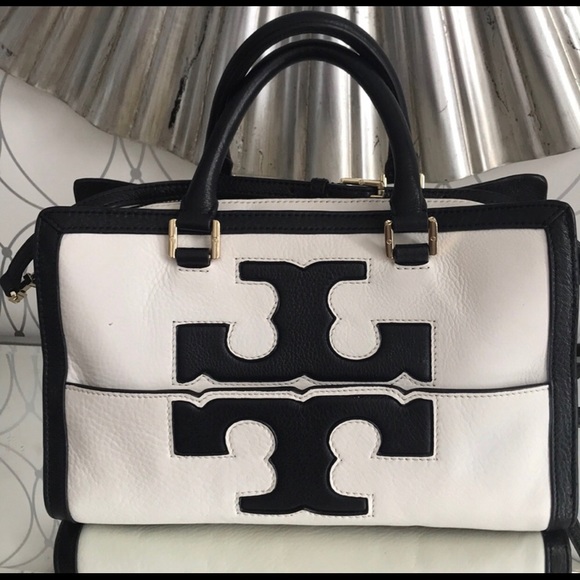 tory burch black and white purse